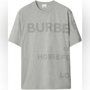 NWT Burberry gray organic cotton t-shirt with logo and horseferry print size M